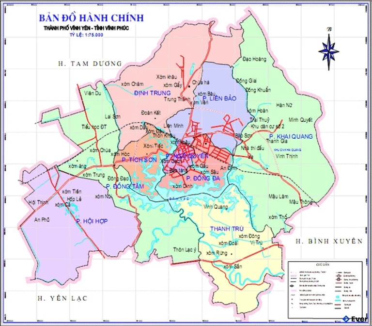 Bản đồ hành chính Thành phố Vĩnh Yên
