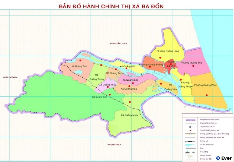 Bản đồ hành chính Thị xã Ba Đồn