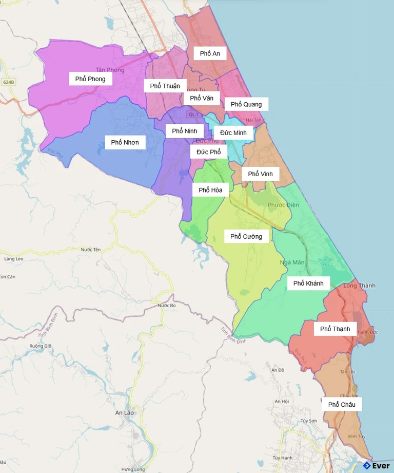 Bản đồ hành chính Thị xã Đức Phổ