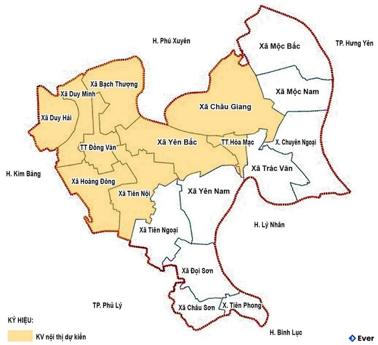 Bản đồ hành chính Thị xã Duy Tiên