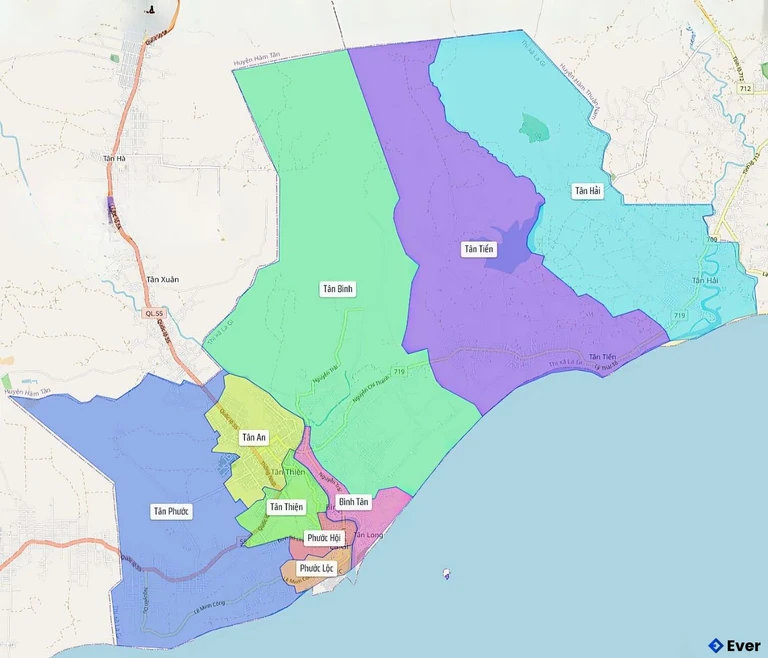 Bản đồ hành chính thị xã La Gi