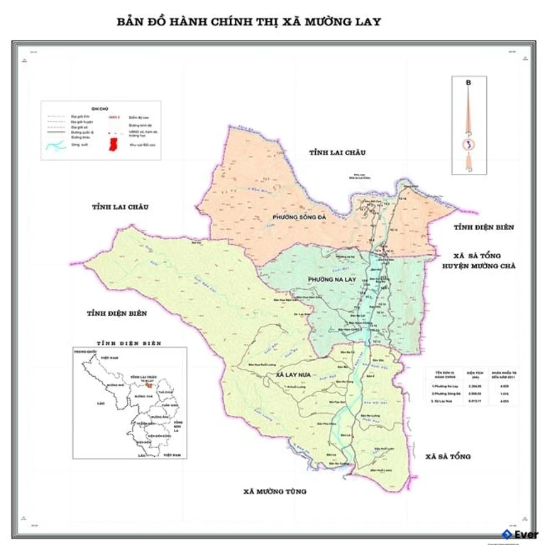 Bản đồ hành chính Thị xã Mường Lay