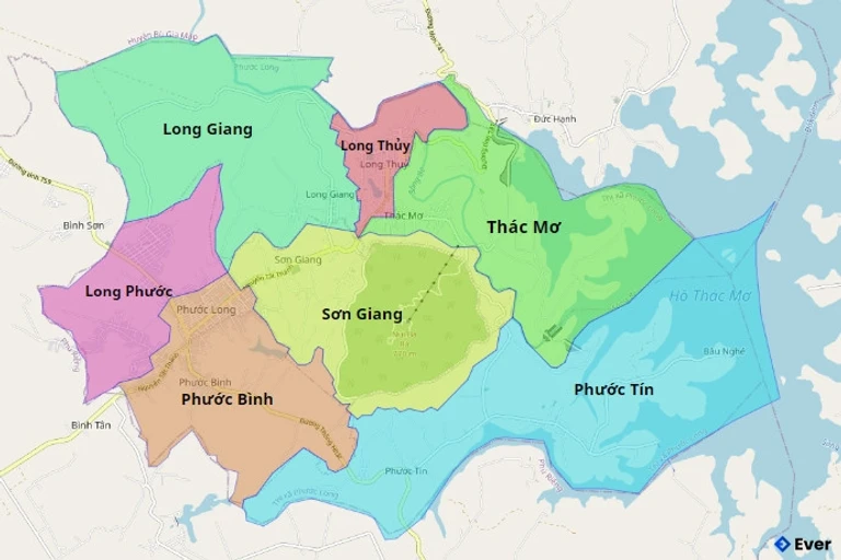 Bản đồ hành chính Thị xã Phước Long