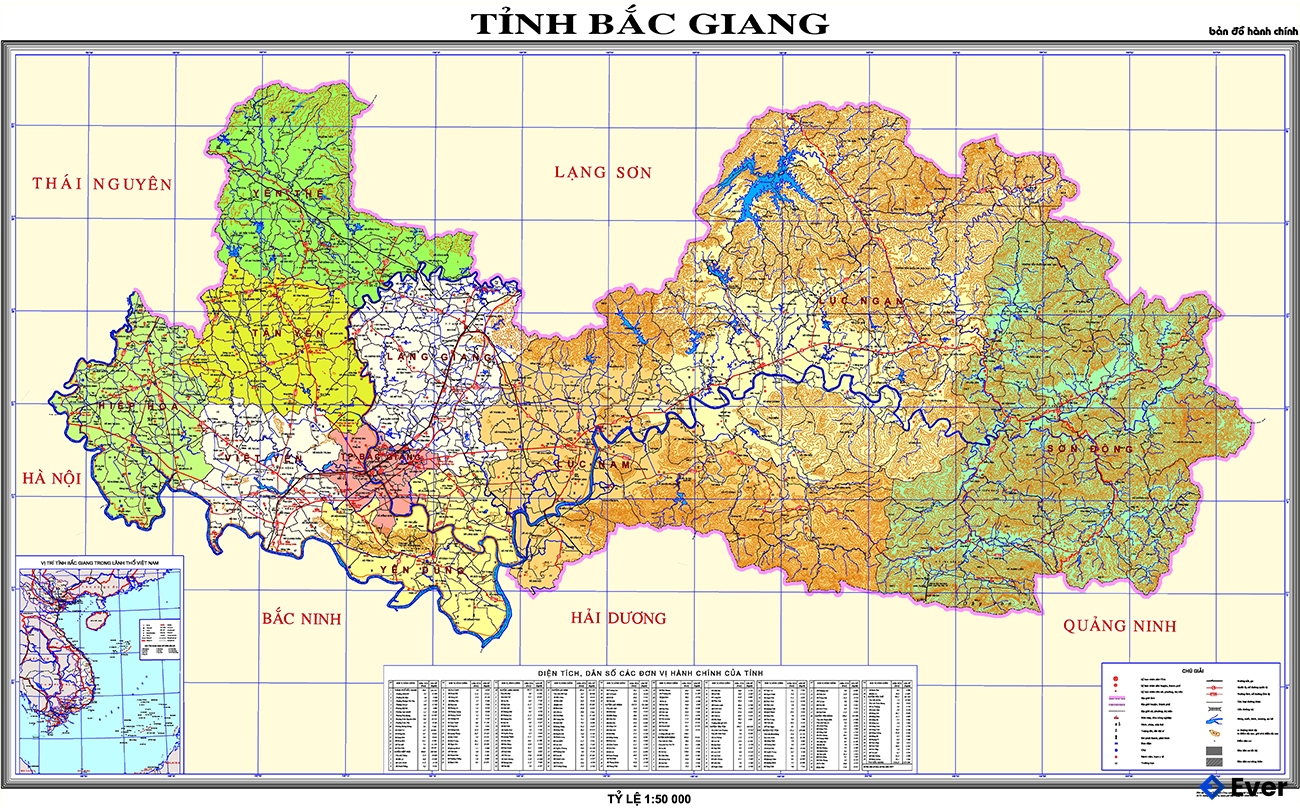 Bản đồ hành chính Tỉnh Bắc Giang