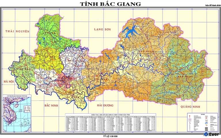 Bản đồ hành chính Tỉnh Bắc Giang