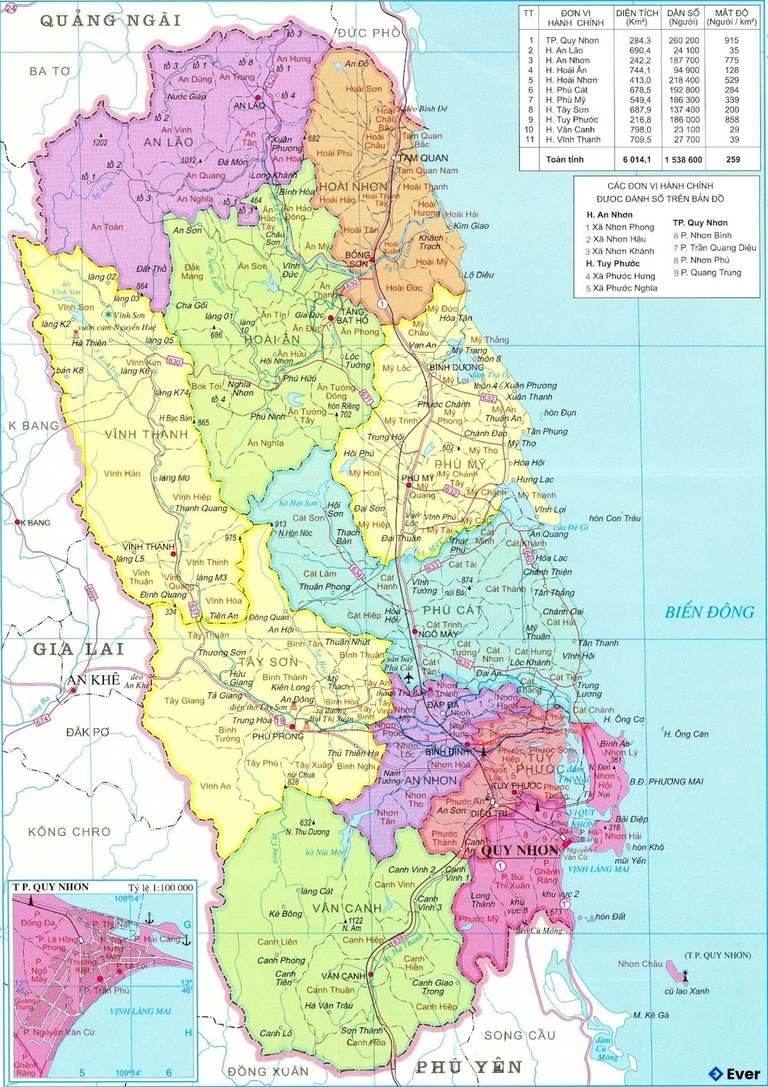 Bản đồ hành chính Tỉnh Bình Định