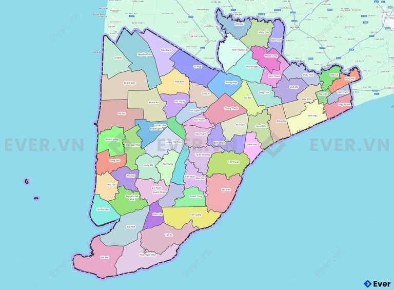 Bản đồ hành chính tỉnh Cà Mau
