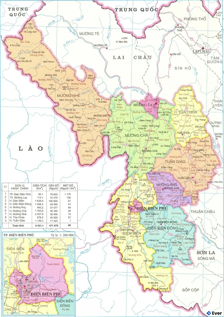 Bản đồ hành chính Tỉnh Điện Biên