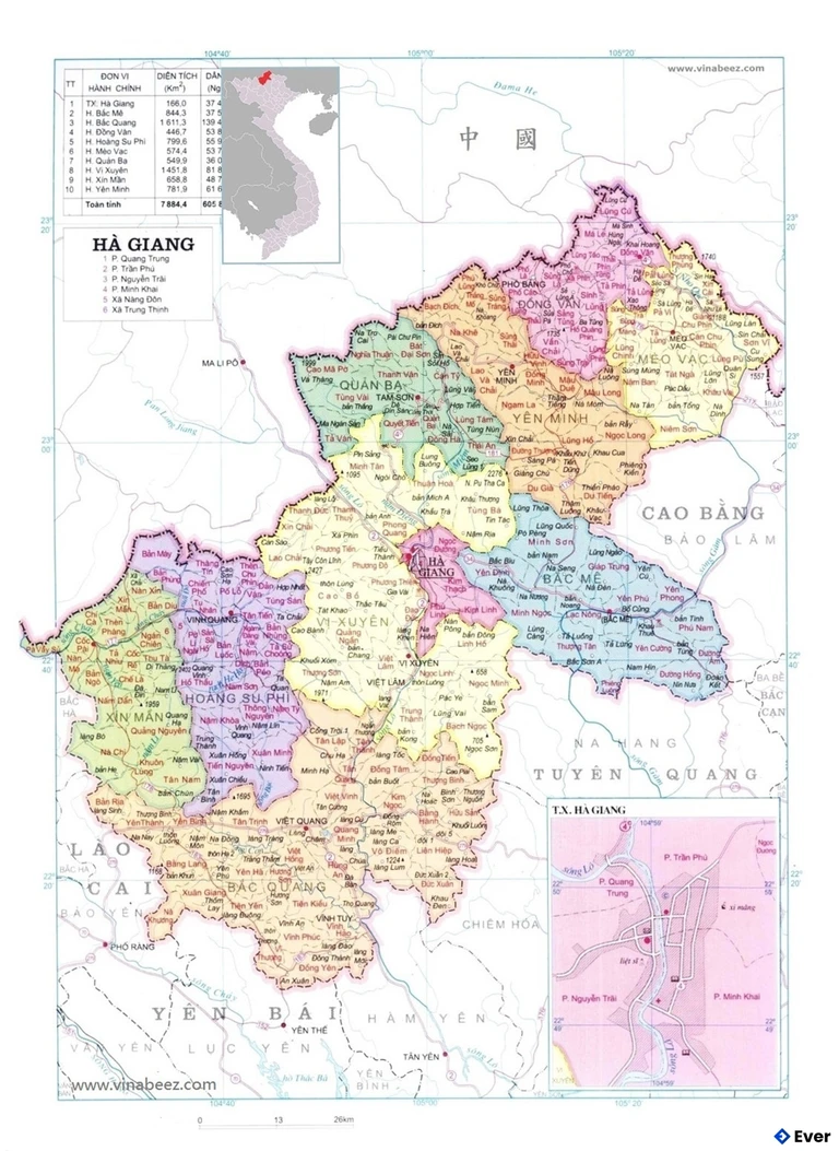 Bản đồ hành chính Tỉnh Hà Giang