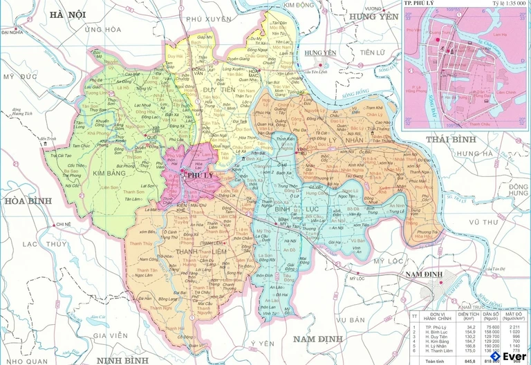 Bản đồ hành chính Tỉnh Hà Nam