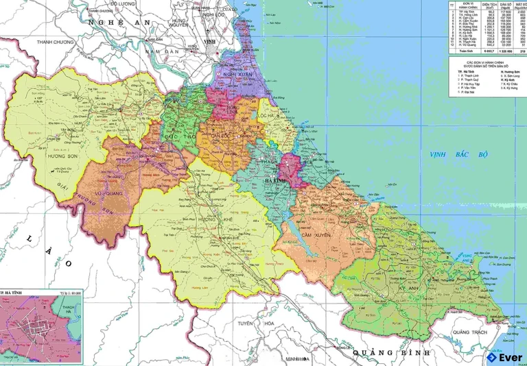 Bản đồ hành chính Tỉnh Hà Tĩnh