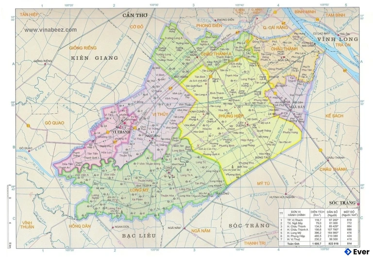 Bản đồ hành chính Tỉnh Hậu Giang