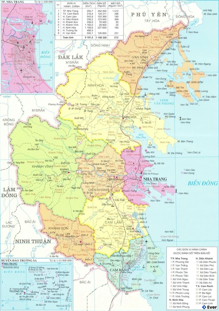 Bản đồ hành chính Tỉnh Khánh Hòa