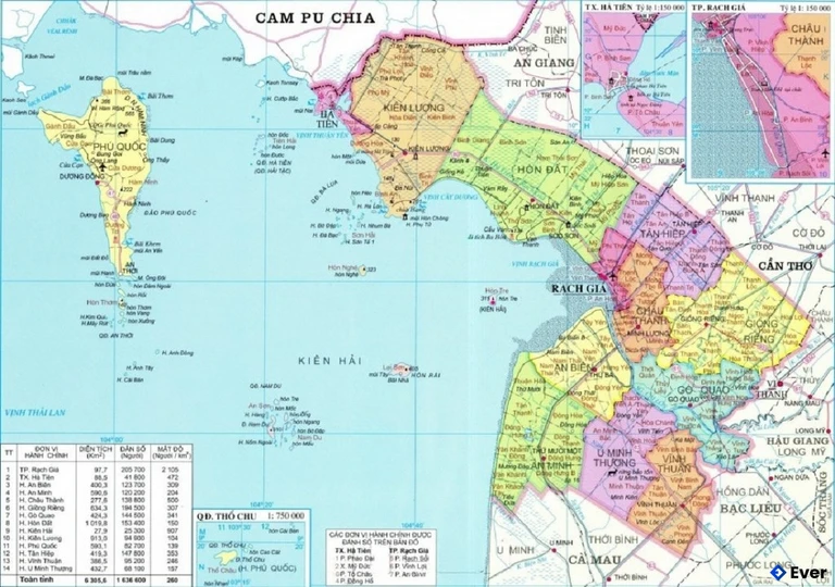 Bản đồ hành chính Tỉnh Kiên Giang
