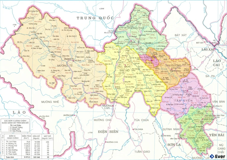Bản đồ hành chính Tỉnh Lai Châu