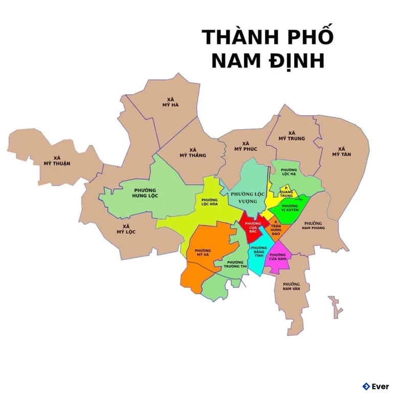 Bản đồ hành chính Tỉnh Nam Định sau sáp nhập