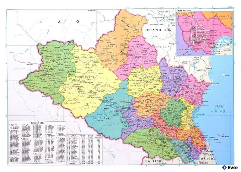 Bản đồ hành chính Tỉnh Nghệ An