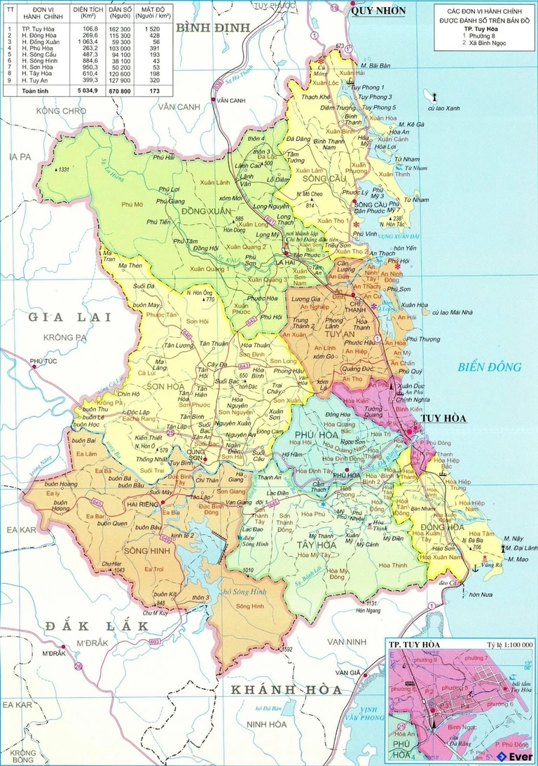 Bản đồ hành chính Tỉnh Phú Yên