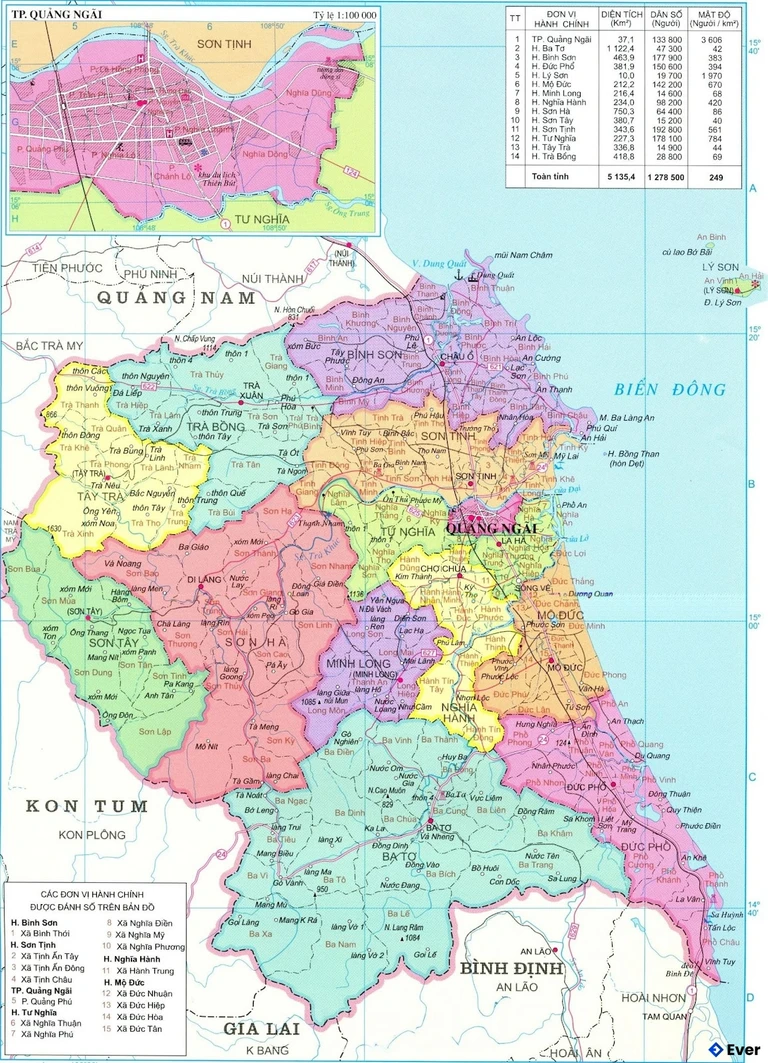 Bản đồ hành chính Tỉnh Quảng Ngãi