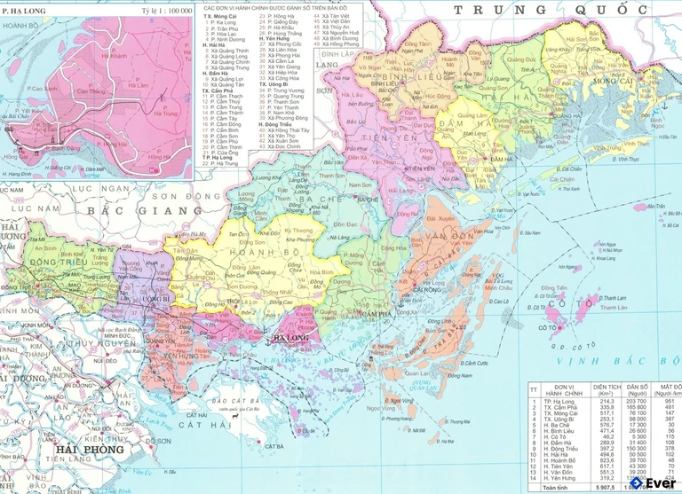 Bản đồ hành chính Tỉnh Quảng Ninh