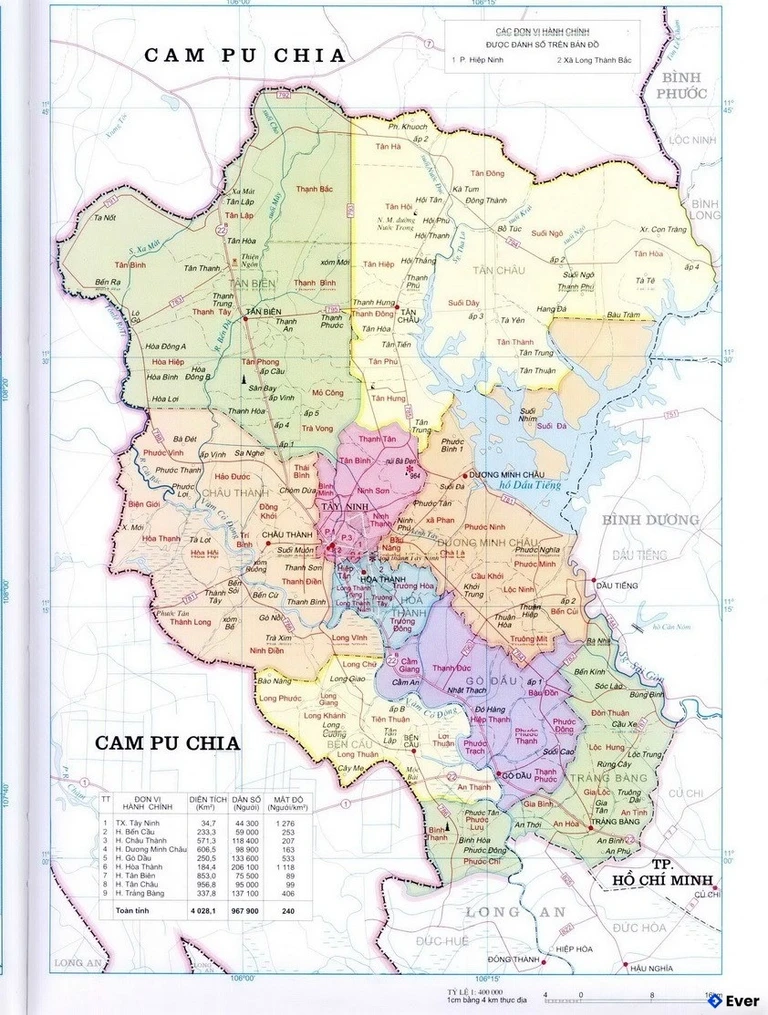 Bản đồ hành chính Tỉnh Tây Ninh
