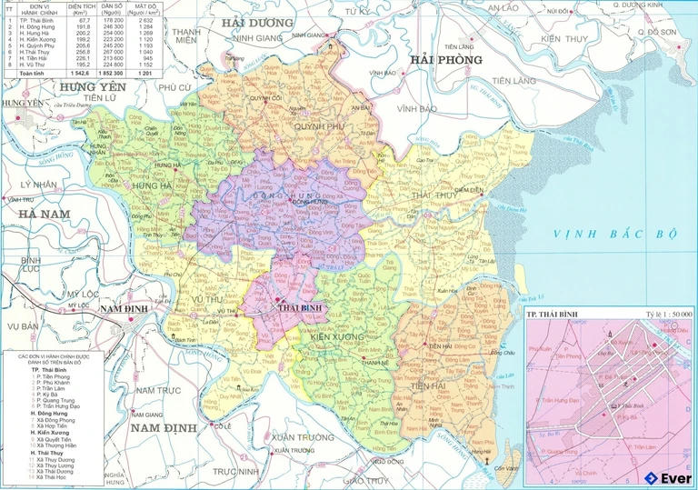 Bản đồ hành chính Tỉnh Thái Bình