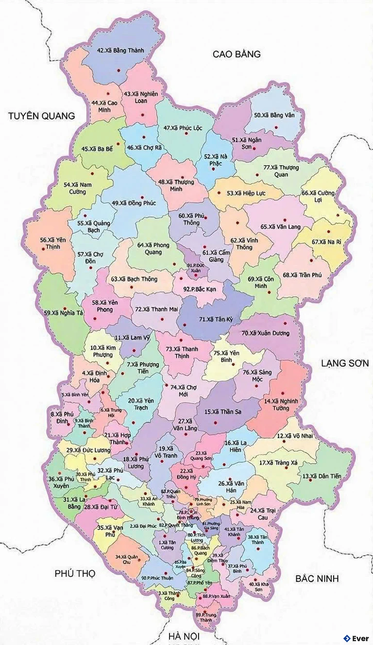 Bản đồ hành chính Tỉnh Thái Nguyên