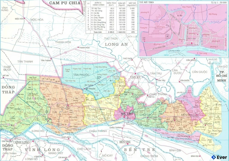 Bản đồ hành chính Tỉnh Tiền Giang