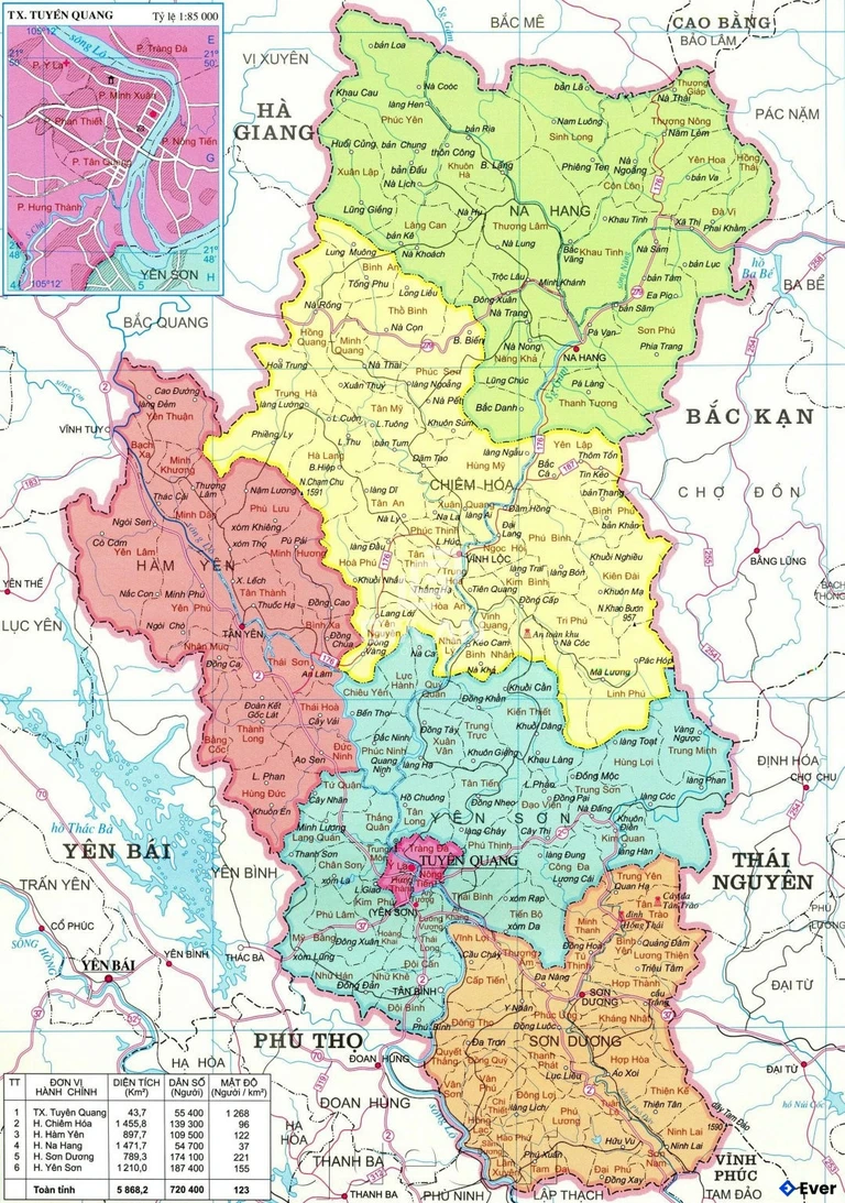Bản đồ hành chính Tỉnh Tuyên Quang