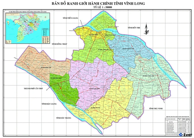 Bản đồ hành chính Tỉnh Vĩnh Long