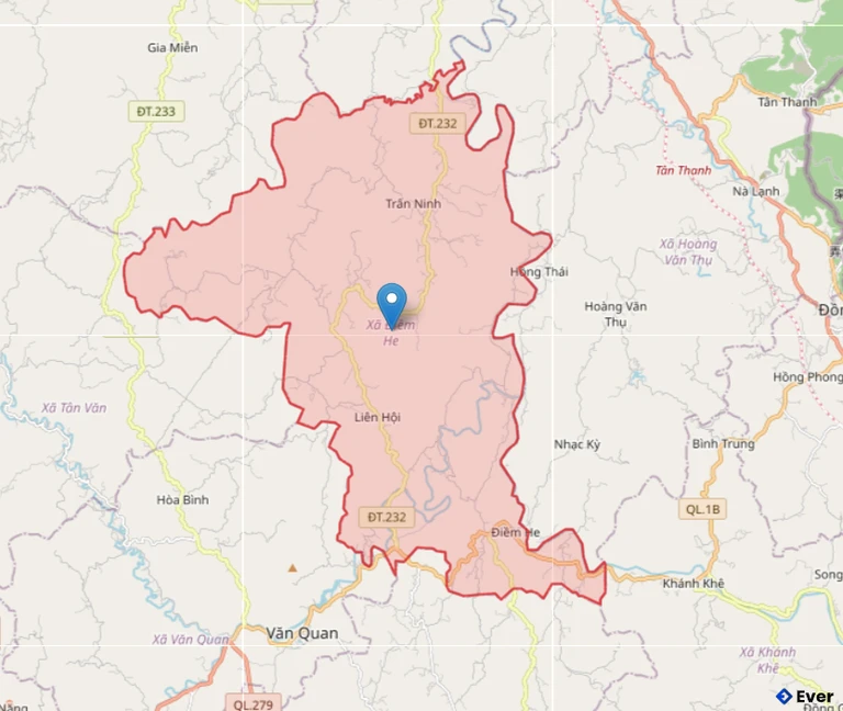 Bản đồ hành chính xã Điềm He - tỉnh Lạng Sơn