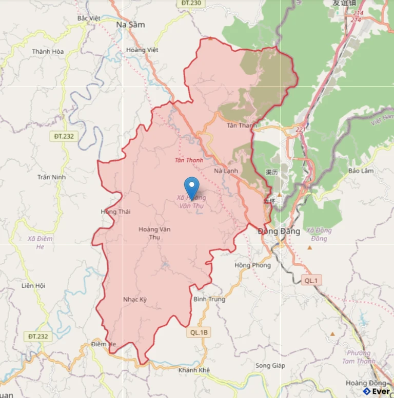 Bản đồ hành chính xã Hoàng Văn Thụ - tỉnh Lạng Sơn
