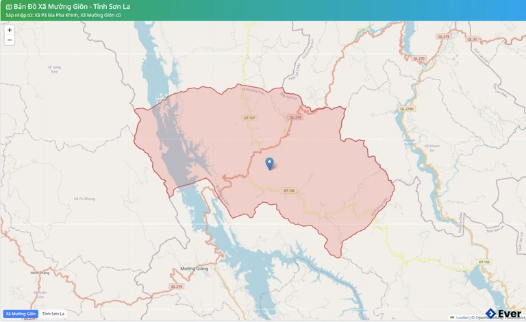 Bản đồ hành chính xã Mường Giôn sau sáp nhập