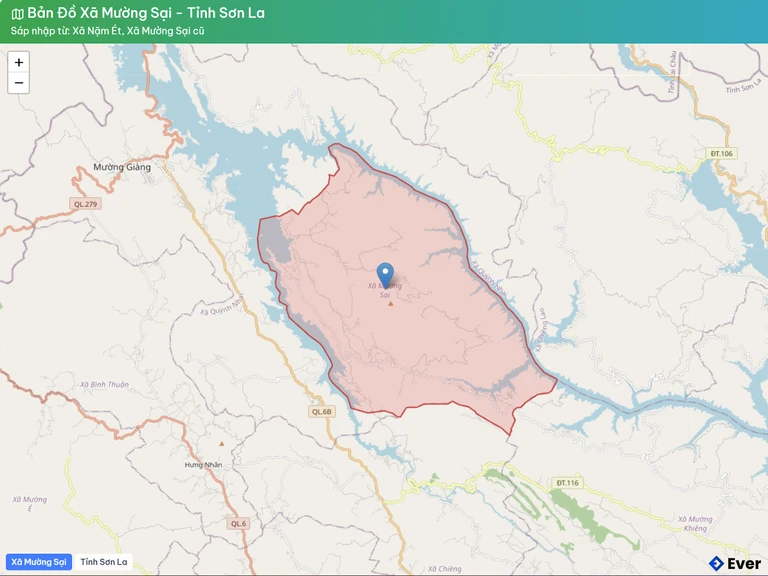 Bản đồ hành chính xã Mường Sại sau sáp nhập
