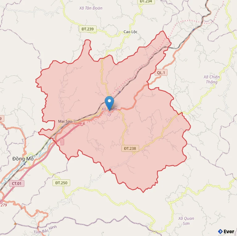 Bản đồ hành chính xã Nhân Lý - tỉnh Lạng Sơn