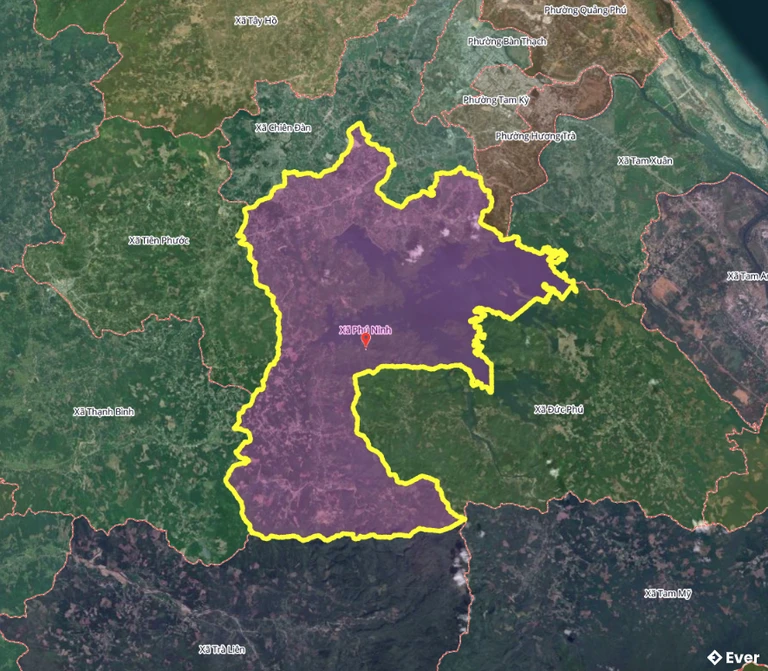 Bản đồ hành chính xã Phú Ninh, Đà Nẵng sau sáp nhập