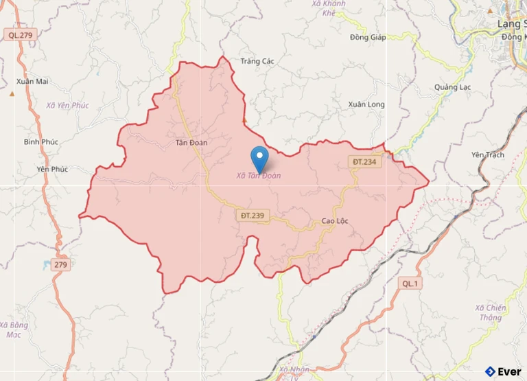 Bản đồ hành chính xã Tân Đoàn - tỉnh Lạng Sơn