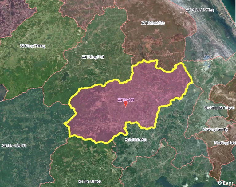 Bản đồ hành chính xã Tây Hồ, Đà Nẵng sau sáp nhập