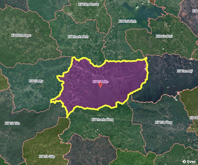 Bản đồ hành chính xã Trà Liên, Đà Nẵng sau sáp nhập