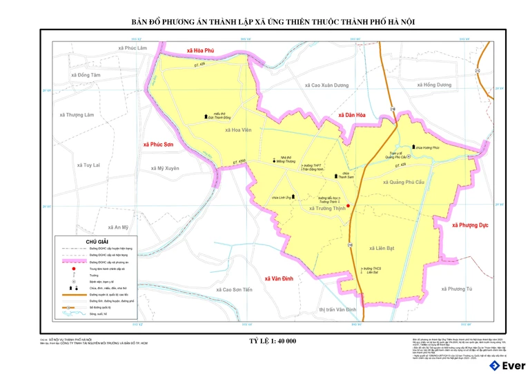 Bản đồ hành chính xã Ứng Thiên, Hà Nội