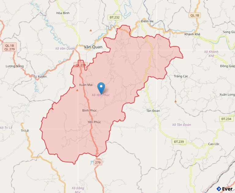 Bản đồ hành chính xã Yên Phúc - tỉnh Lạng Sơn