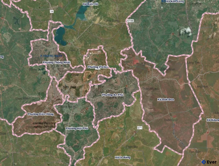 Bản đồ phường An Phú, Gia Lai sau sáp nhập