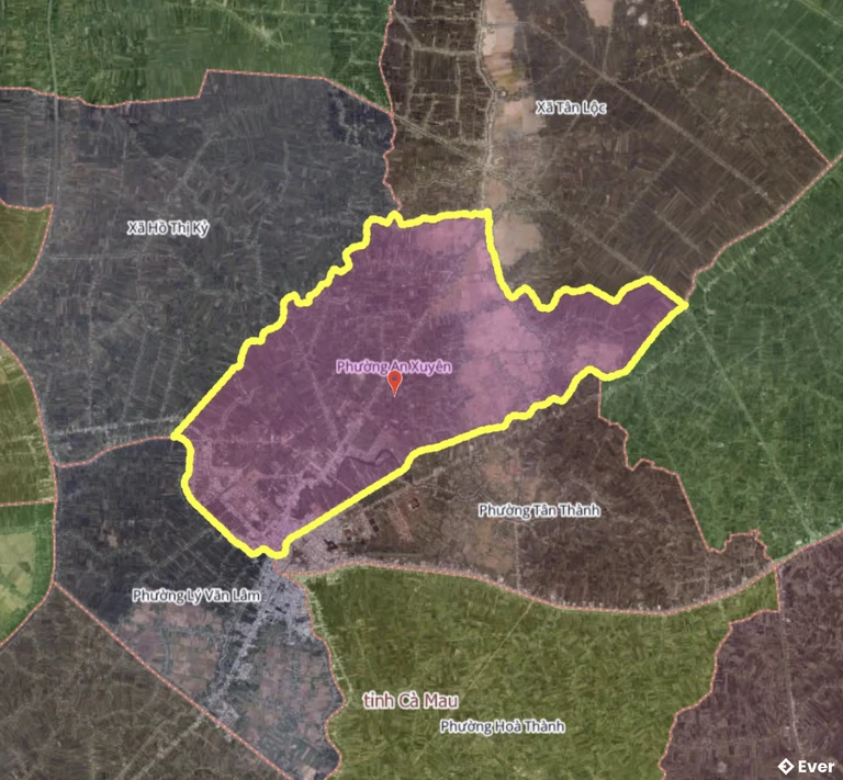 Bản đồ phường An Xuyên, Cà Mau sau sáp nhập