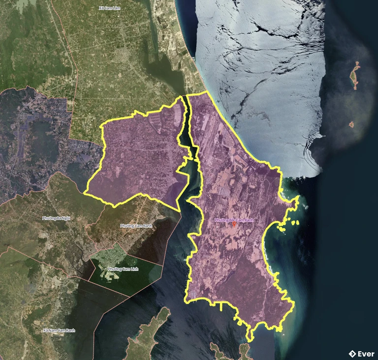 Bản đồ phường Bắc Cam Ranh sau sáp nhập