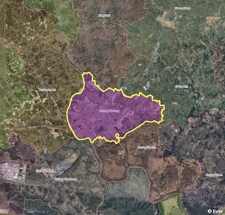 Bản đồ phường Bắc Giang, Bắc Ninh sau sáp nhập