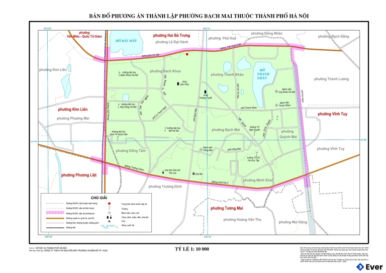 Bản đồ phường Bạch Mai sau sáp nhập