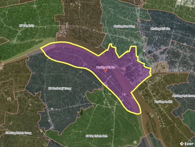 Bản đồ phường Bến Tre, Vĩnh Long sau sáp nhập