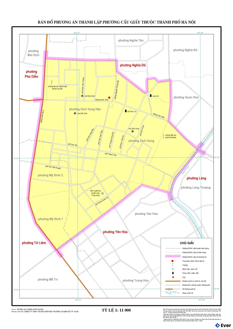 Bản đồ phường Cầu Giấy sau sáp nhập