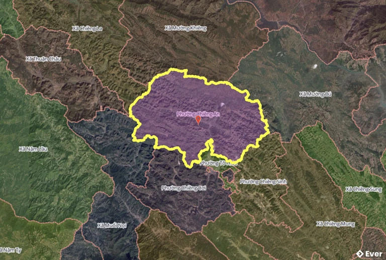 Bản đồ phường Chiềng An, Sơn La sau sáp nhập