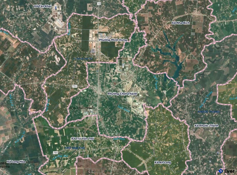 Bản đồ phường Chơn Thành, Đồng Nai sau sáp nhập